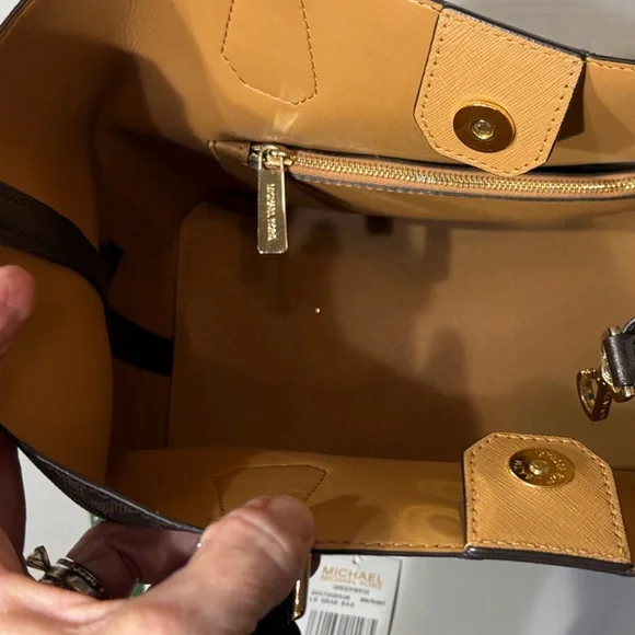 NWT Michael Kors Brown Logo Greenwich Large Grab Bag Tote Satchel MK Signature - Picture 6 of 14